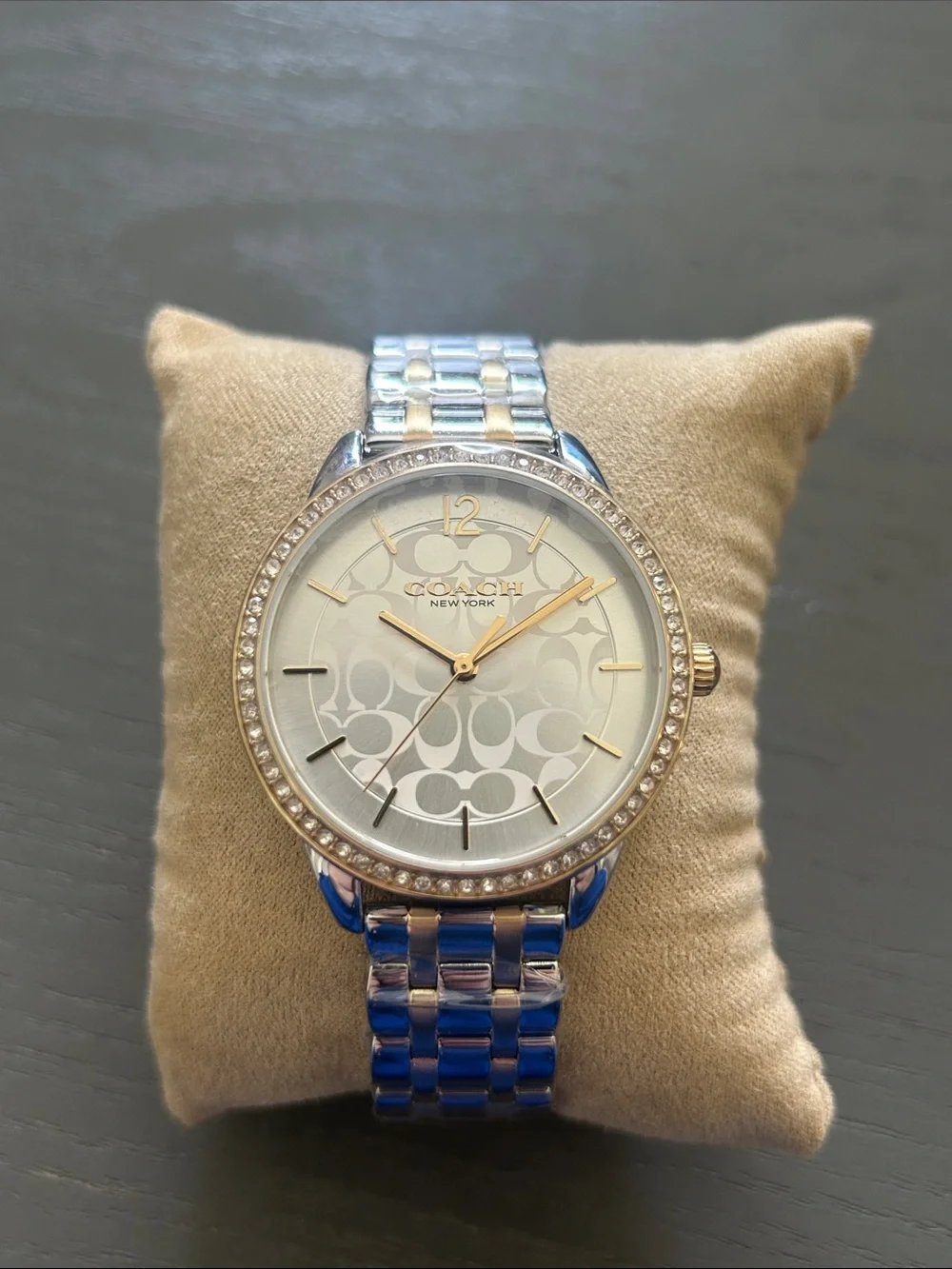 Coach Silver and Gold-Tone Crystal Bezel Women's Watch